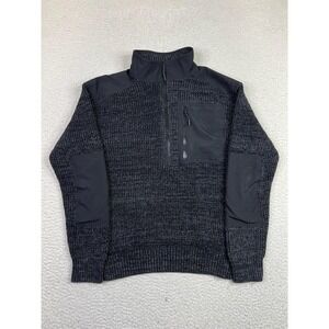 Bass Outdoor Sweater Mens Small Gray 1/4 Zip Mock Neck Knit Pullover Pockets